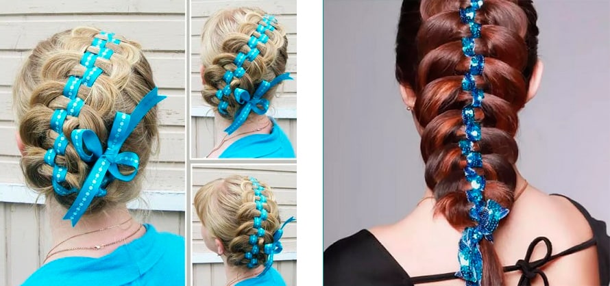 Как вплести ленту в косу – схема плетения для девочек, как заплести на длинные волосы